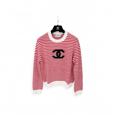 CHANEL STRIPED CC PULLOVER 
